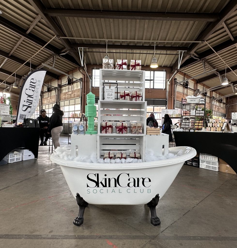 SkinCare Social Club’s claw-foot tub product display has become a staple at All Things Detroit. 