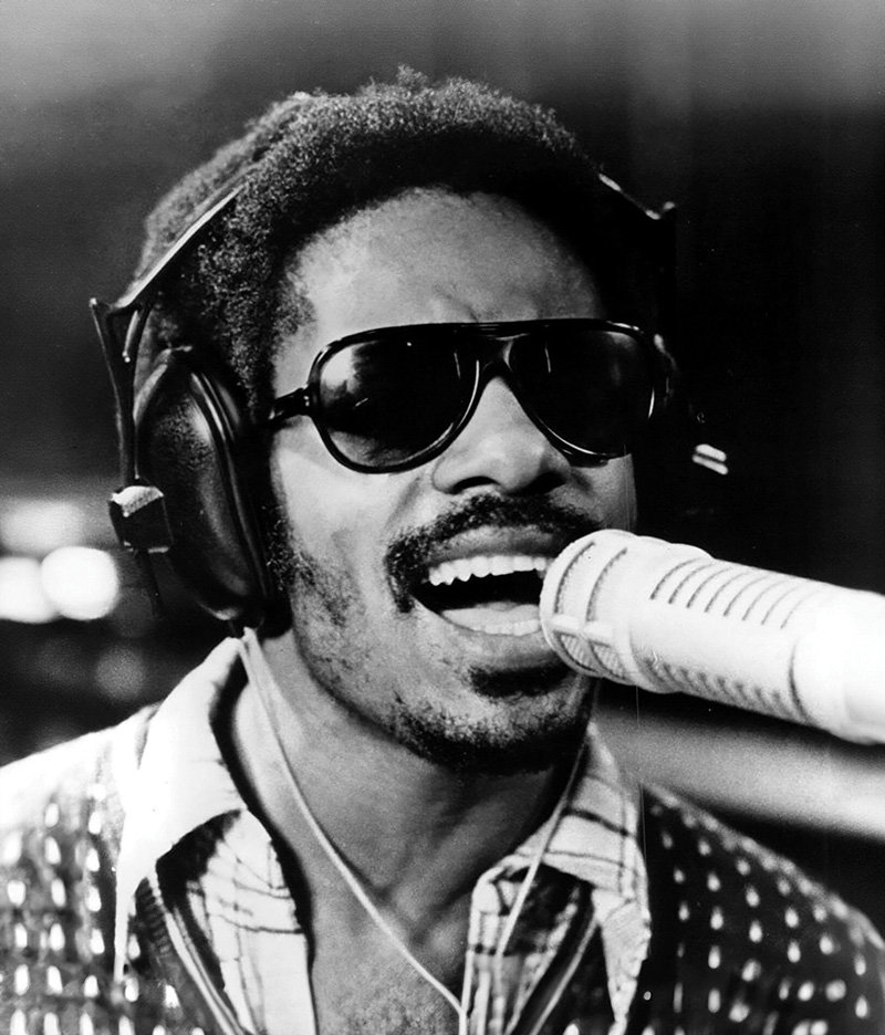 Portrait of the American singer-songwriter, Stevie Wonder (b. 1950) in 1973