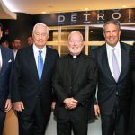 Jim Farley, Roger Penske, Fr. McCabe. Mark Reuss, Pamela Anderson
