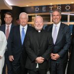Sandy Pierce, Jim Farley, Roger Penske, Rev. Tim McCabe, Mark Reuss, Pamela Anderson