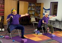 Paul Berkey (left) started attending Yoga Moves Any Body with encouragement from his wife, Lisa.