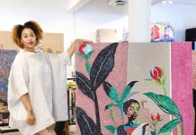 12 Don’t-Miss Events in Metro Detroit in June Akea Brionne posing with her piece 'A Dreaming Hour'