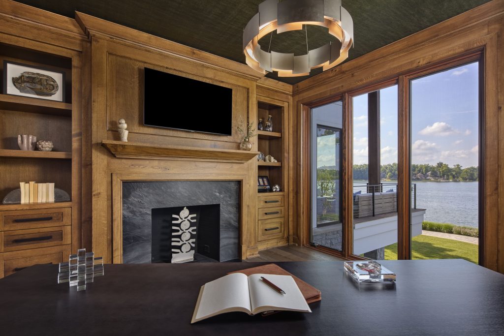 Lake views are visible from every primary living area.
