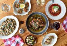 Table spread of food