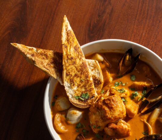 Hour Detroit’s Best New Restaurants 2026: Tacos Wuey in Detroit Cazuela de mariscos at Tacos Buey in Detroit.