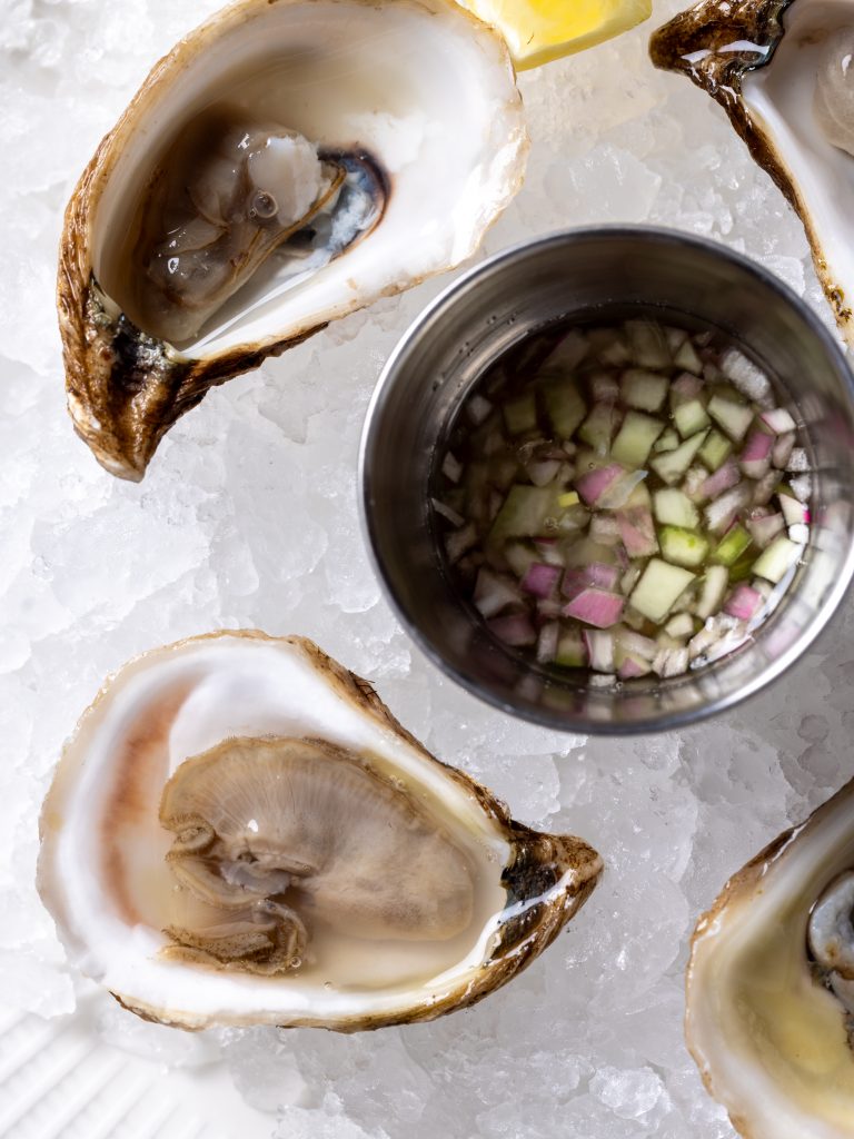 Oysters with cucumber and Chardonnay mignonette