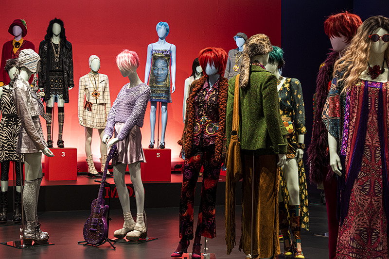 Clothed mannequins at 'The World of Anna Sui' exhibition.