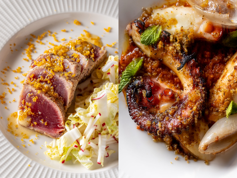Hawaiian ahi tuna and Spanish octopus from Ostrea in Detroit