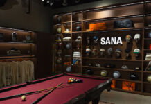 SANA Puts Down Roots in Downtown Detroit red pool table inside SANA in downtown Detroit