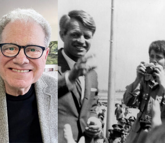 Douglas Elbinger on His Career Retrospective Exhibition ‘Heroes of the Revolution’ (L-R): A selfie of Douglas Elbinger circa July 2026, and a 17-year-old Elbinger photographing Robert F. Kennedy during his 1968 presidential campaign.