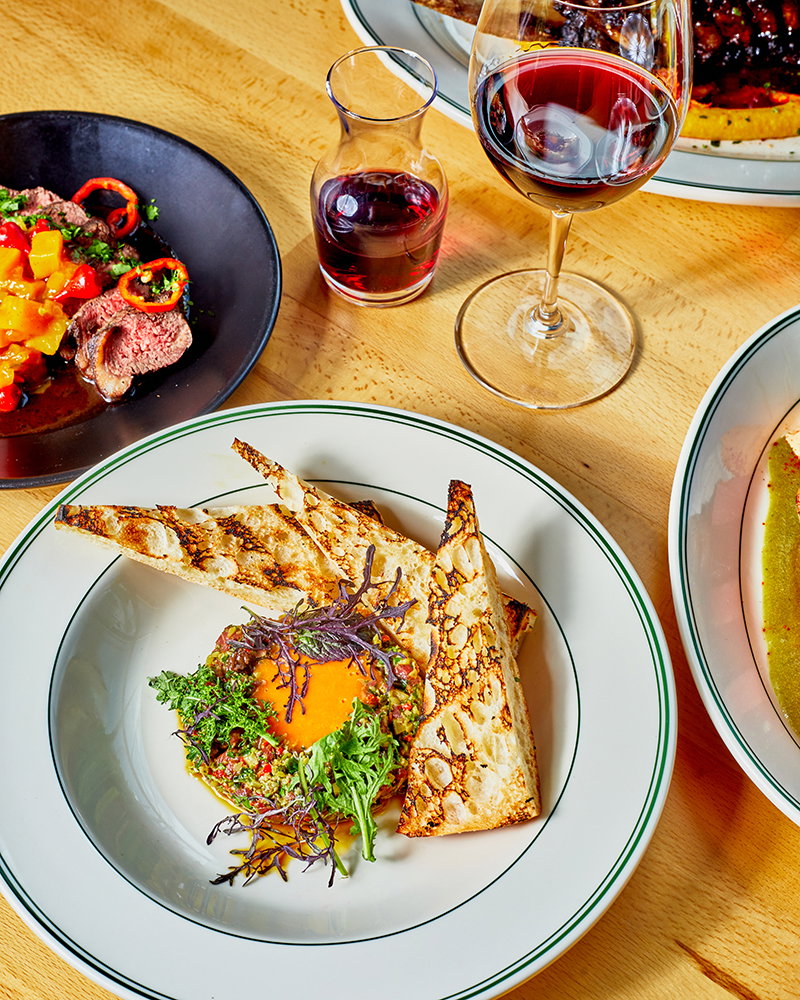 The beef tartare with pieces of sourdough toast served at Marrow in the Market