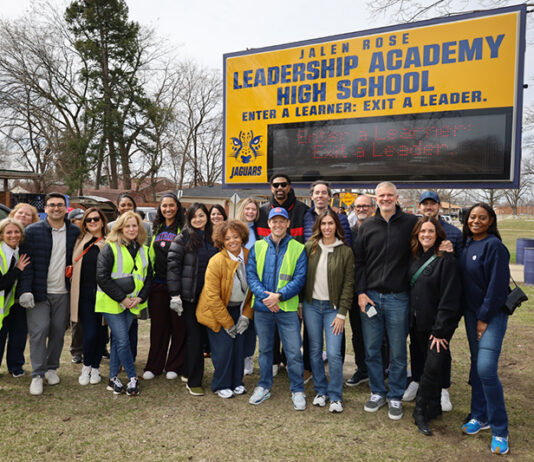 The Continued Success of the Jalen Rose Leadership Academy JRLA students and staff volunteer with Forgotten Harvest weekly, distributing food boxes to the community.