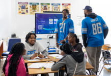 How the Detroit Lions Academy Provides a Pathway to Success for Students Former Lions players Tracy Walker and Darrell Daniels visit with Detroit Lions Academy students.