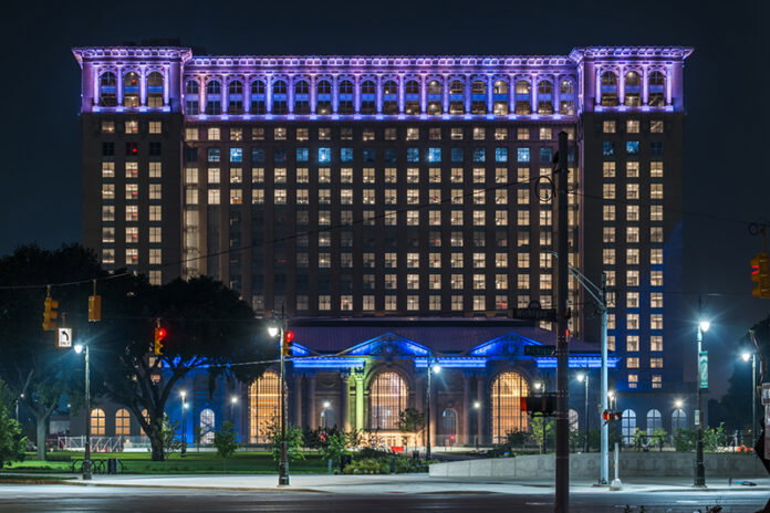 Exterior of Michigan Central in Detroit