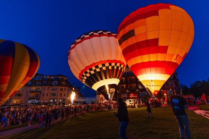279A9557 Hot air balloons inflated at night.