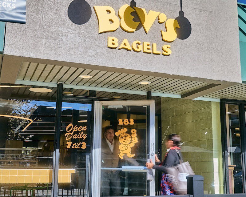Exterior of Bev's Bagels Birmingham, a metro Detroit restaurant that opened in fall 2026