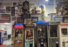 Marvin’s Marvelous Mechanical Museum Returns A wall of games and decor at Marvin’s Marvelous Mechanical Museum