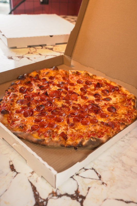 Pepperoni pizza in a box from Old World Pizzeria in Birmingham, a metro Detroit restaurant that opened in fall 2026